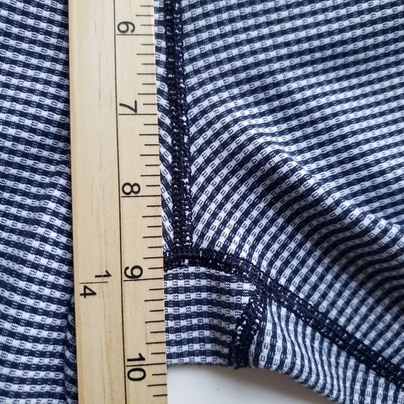 Lululemon Cropped Leggings Women 10 Navy Blue White Gingham Checkered Preppy - Picture 9 of 13